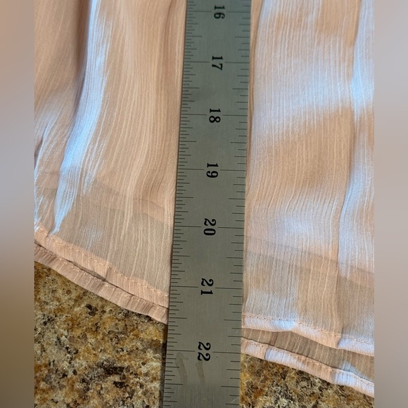 NWT Zara Pleated Ruffle Blouse Pale Pink Size Large Long Sleeves Bow Tie on Neck - Picture 11 of 15